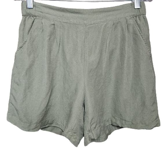 Green Linen Blend Loose Summer Shorts Size Small - Picture 1 of 4